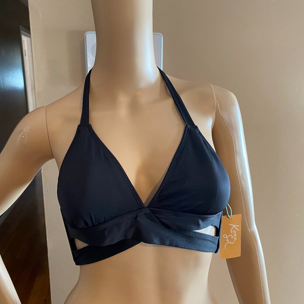 Kona Sol Black Bikini Top NWT Size S 4-6